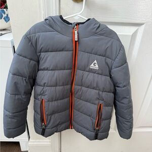 Gerry Gray Puffer Jacket with Orange Accents boys size 6